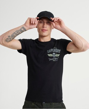 Superdry Super Biker Pocket Férfi Pólók Fekete | VXCOQ0647